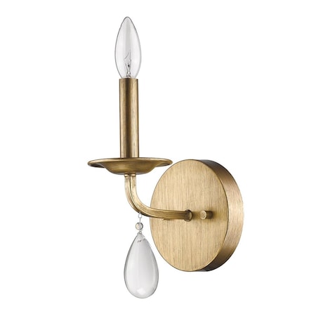 Estallar 8.5 x 5.25 x 6.5 in. Krista 1-Light Antique Gold Sconce with Crystal Accent ES3087151